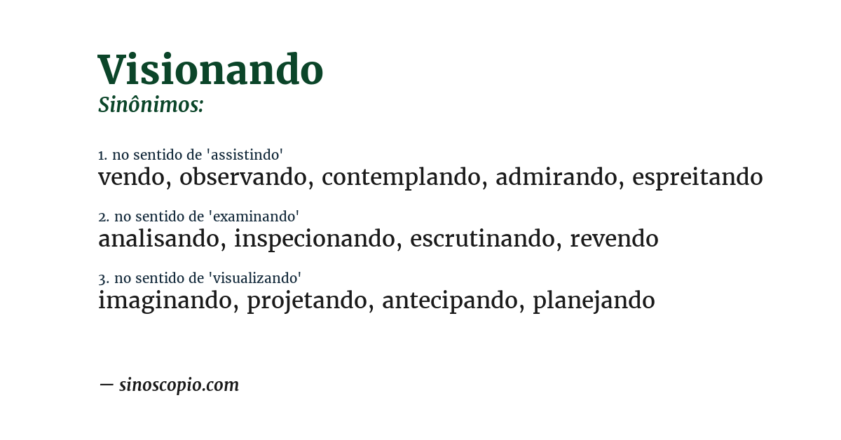 Sinônimo de visionando