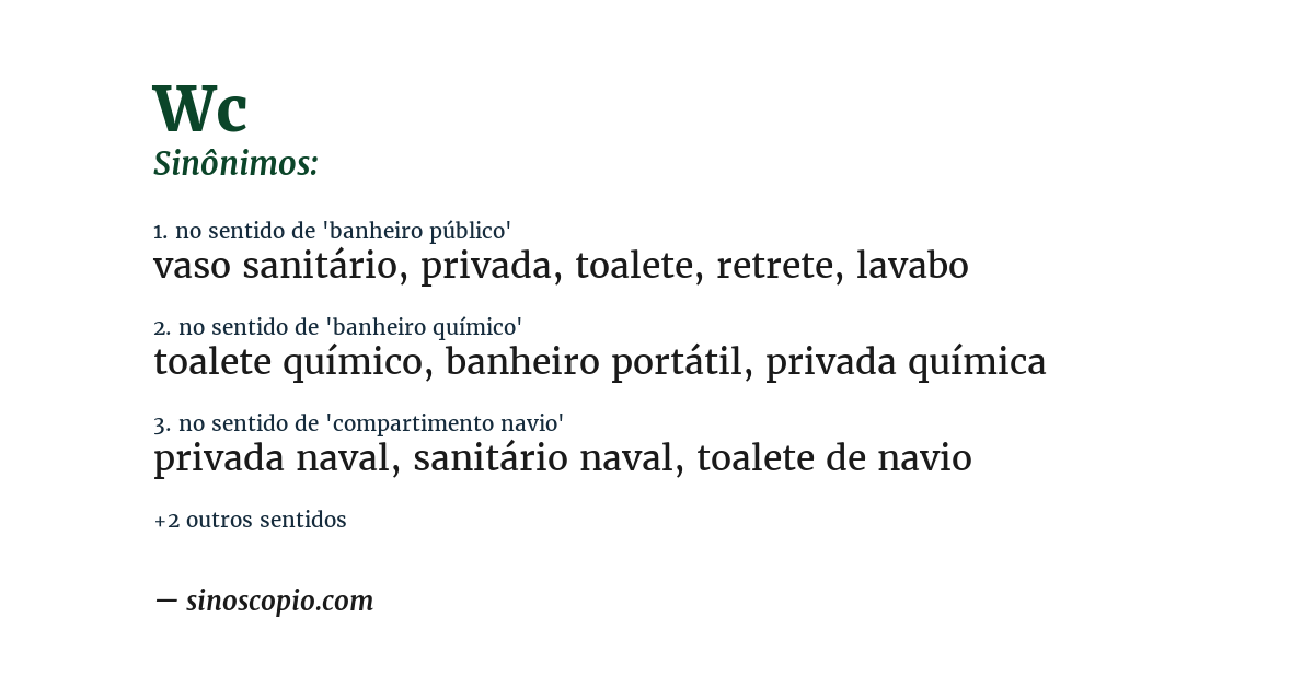 Sinônimo de wc