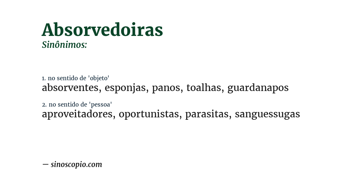 Sinônimo de absorvedoiras