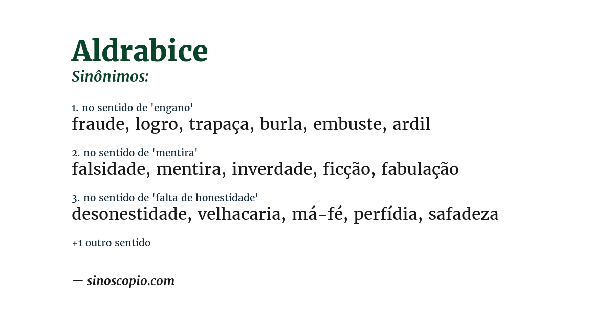 Sinônimo de aldrabice