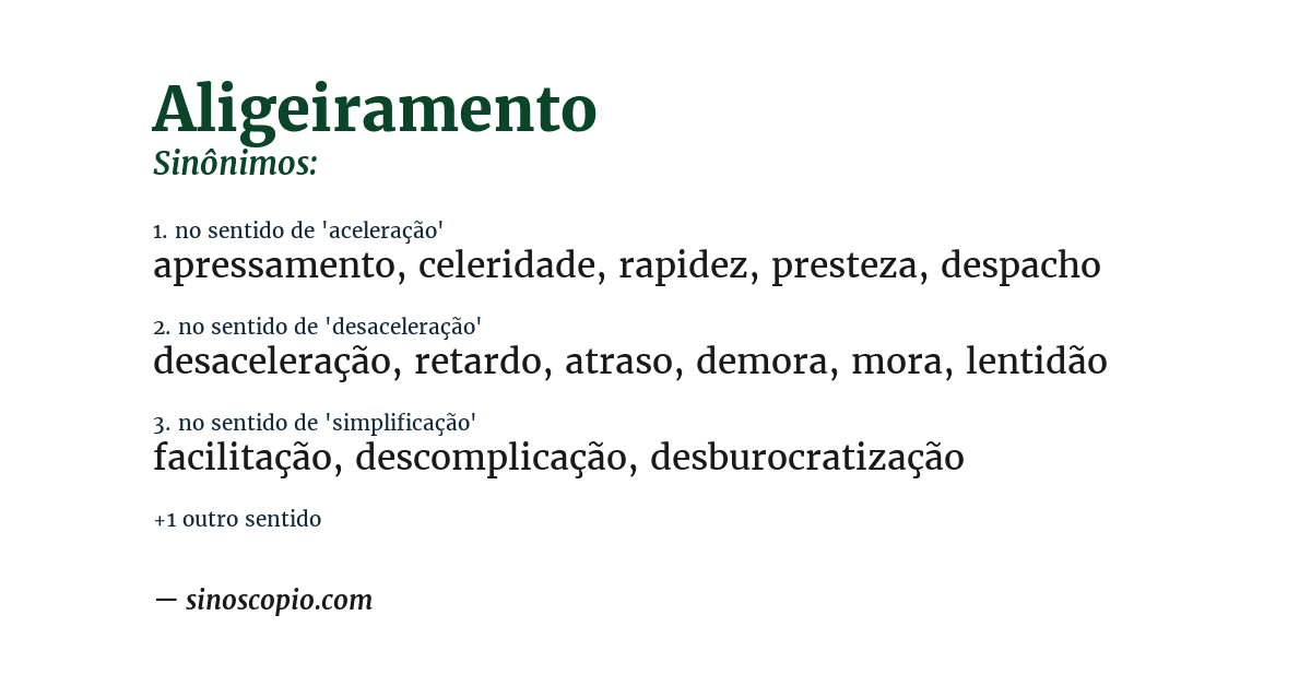 Sinônimo de aligeiramento