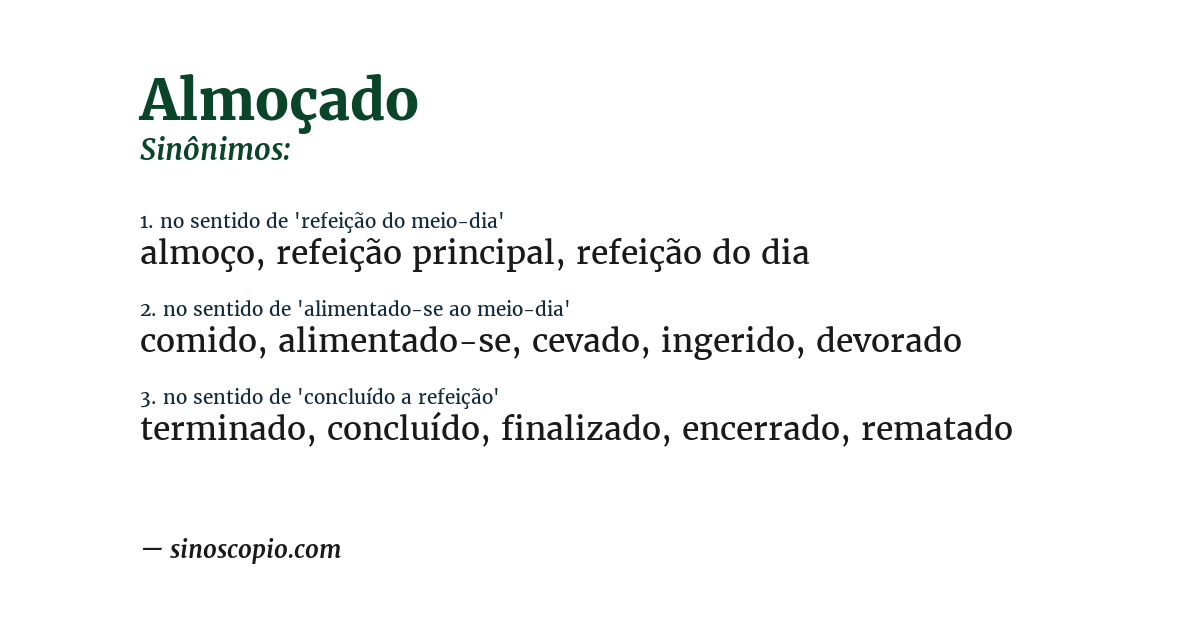 Sinônimo de almoçado
