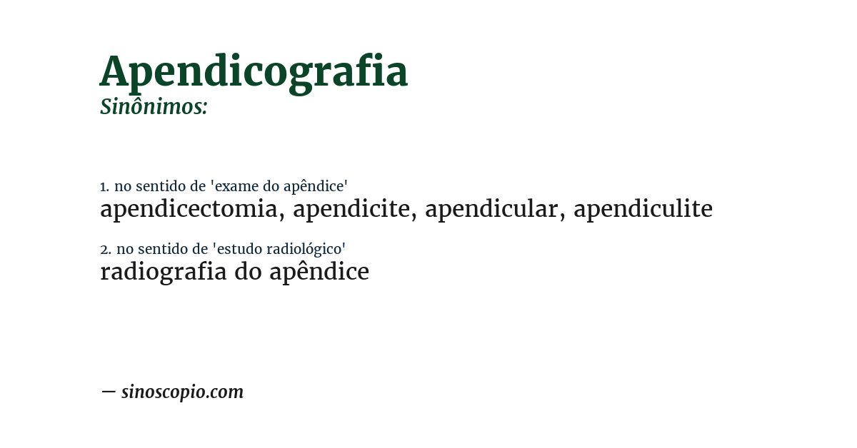 Sinônimo de apendicografia