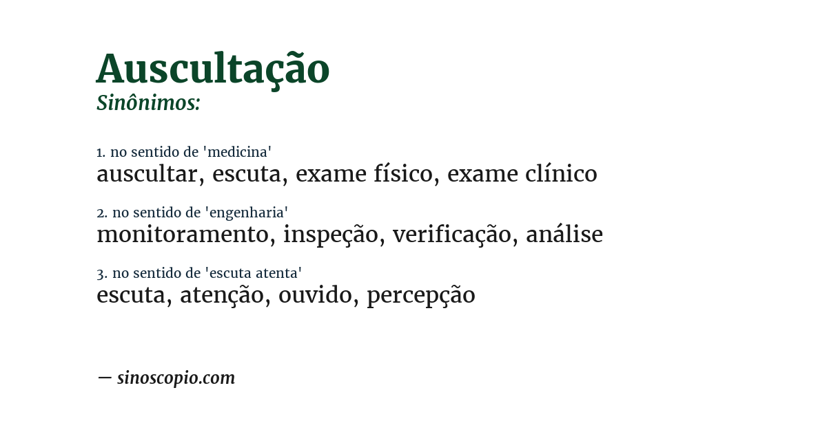 Sinônimo de auscultação
