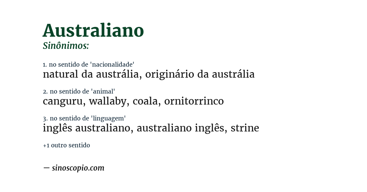 Sinônimo de australiano