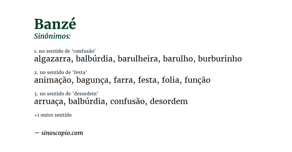 Sinônimo de banzé