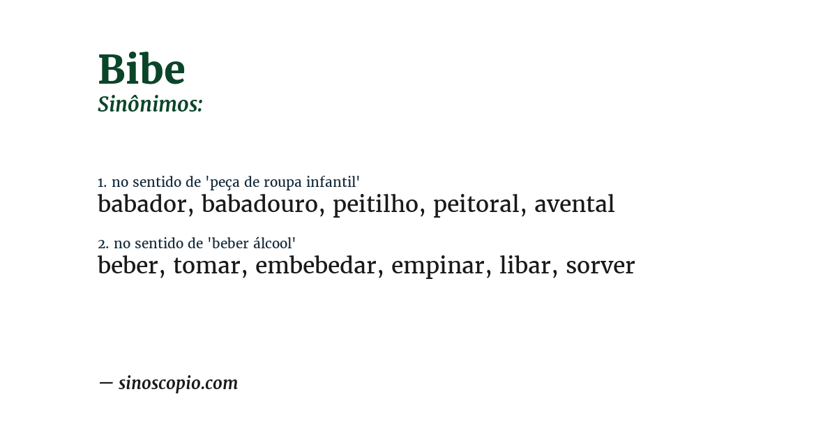 Sinônimo de bibe