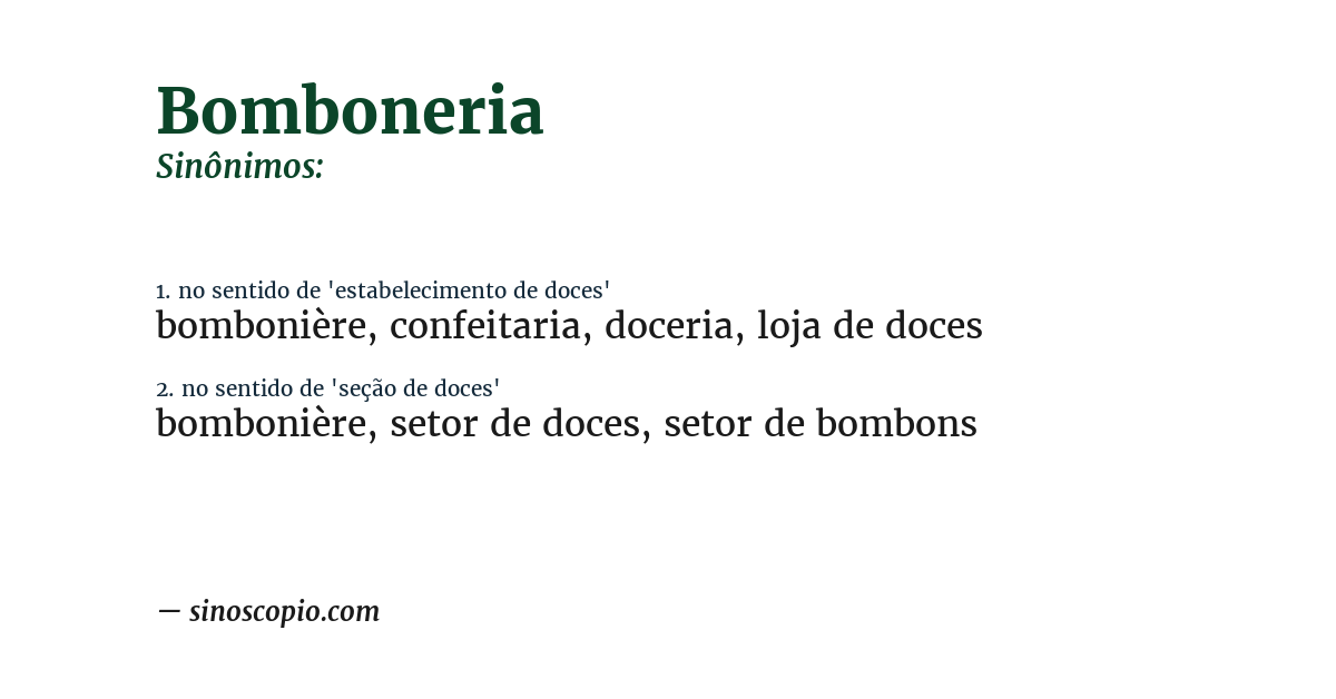 Sinônimo de bomboneria
