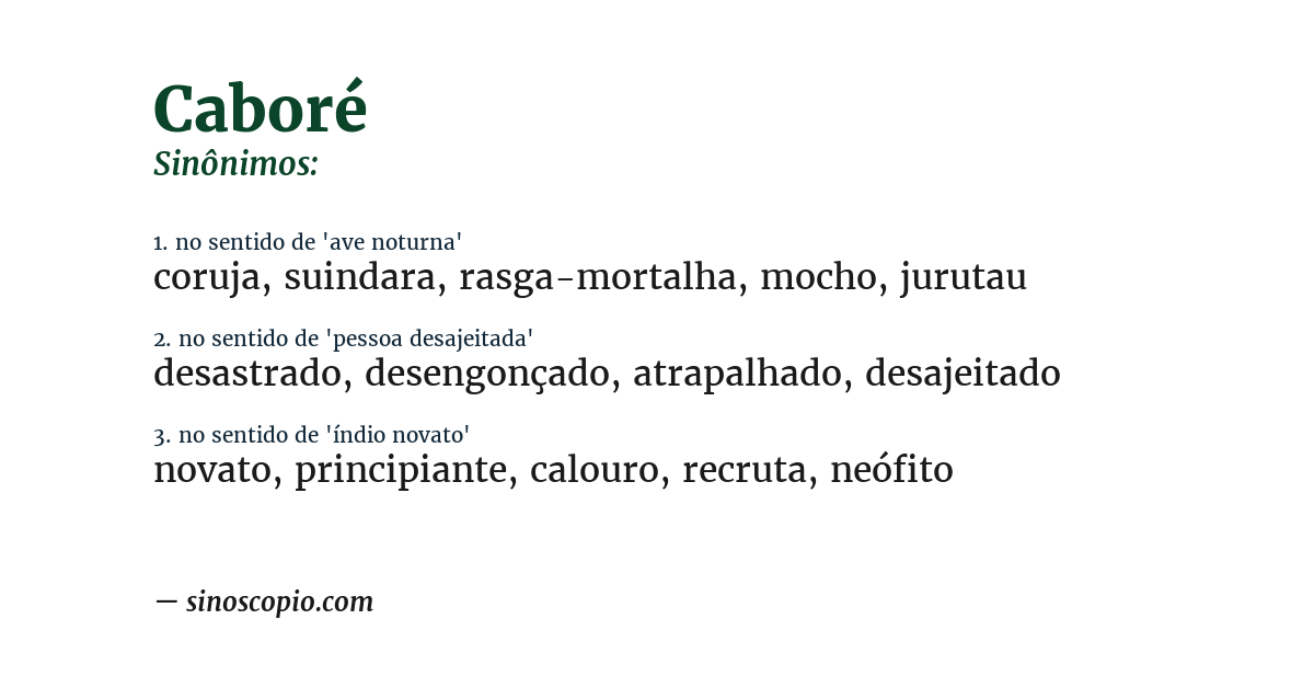 Sinônimo de caboré