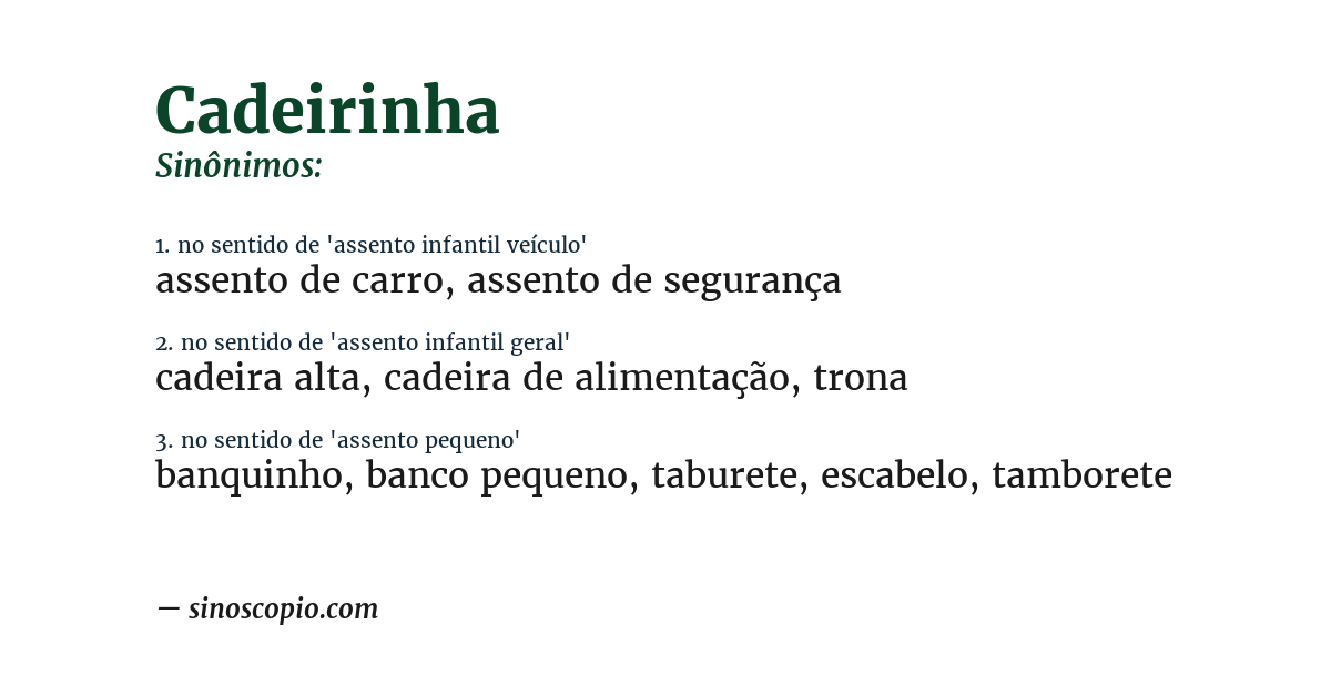 Sinônimo de cadeirinha