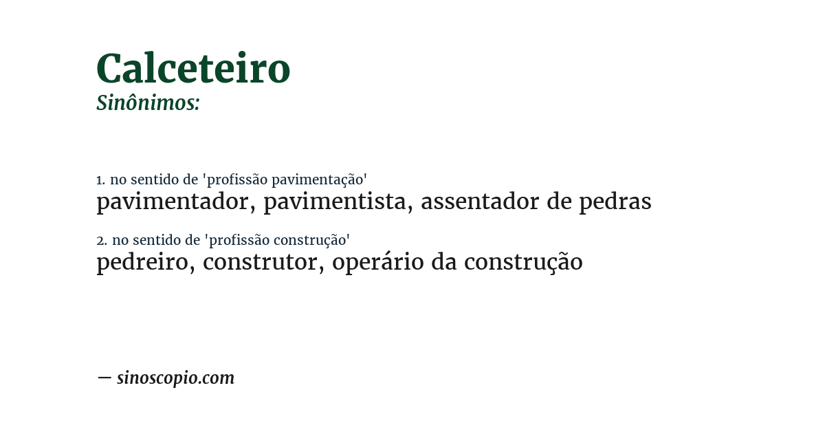 Sinônimo de calceteiro