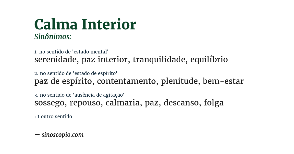 Sinônimo de calma interior
