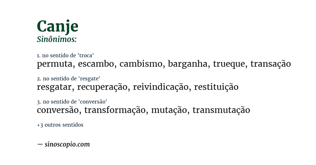 Sinônimo de canje