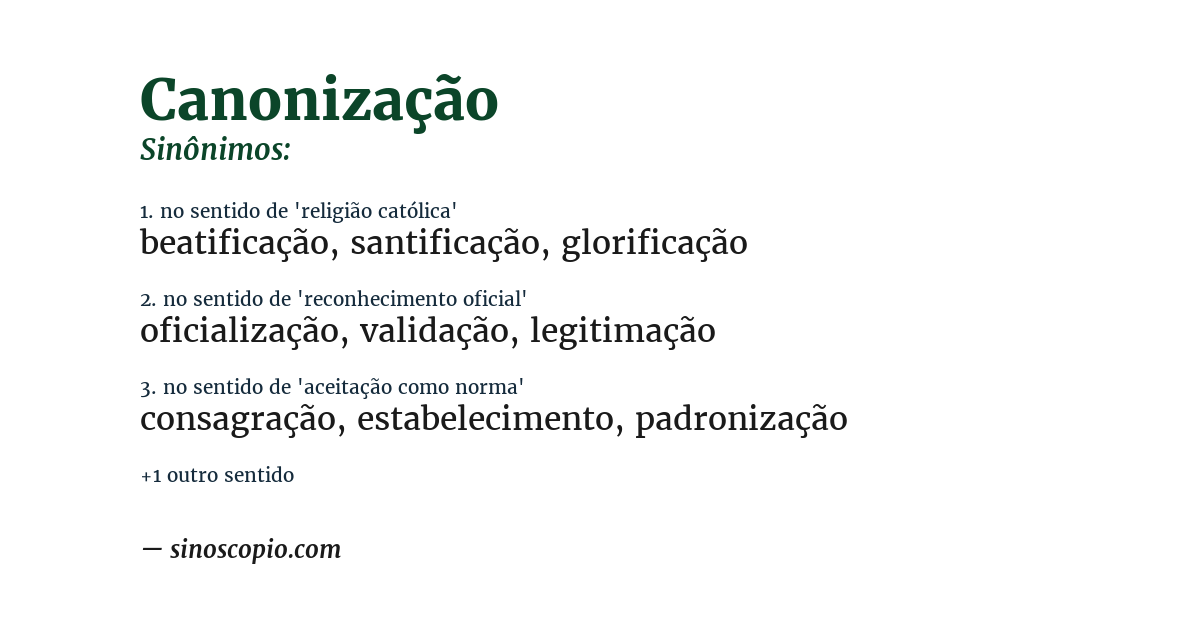 Sinônimo de canonização