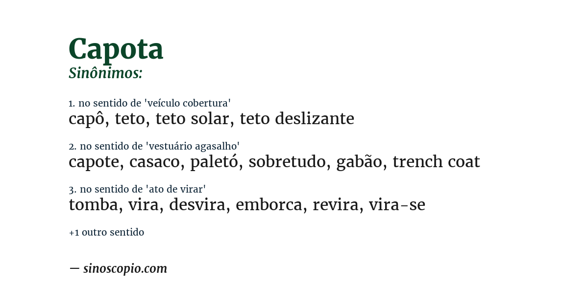 Sinônimo de capota