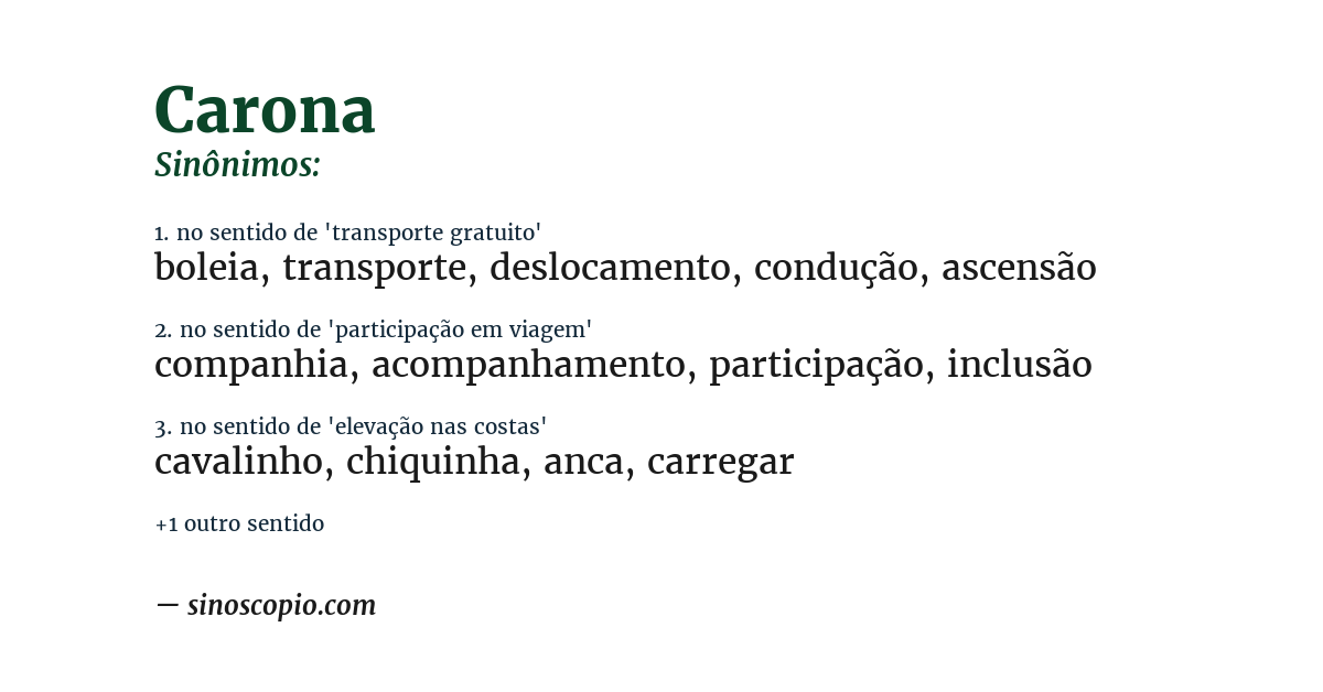 Sinônimo de carona