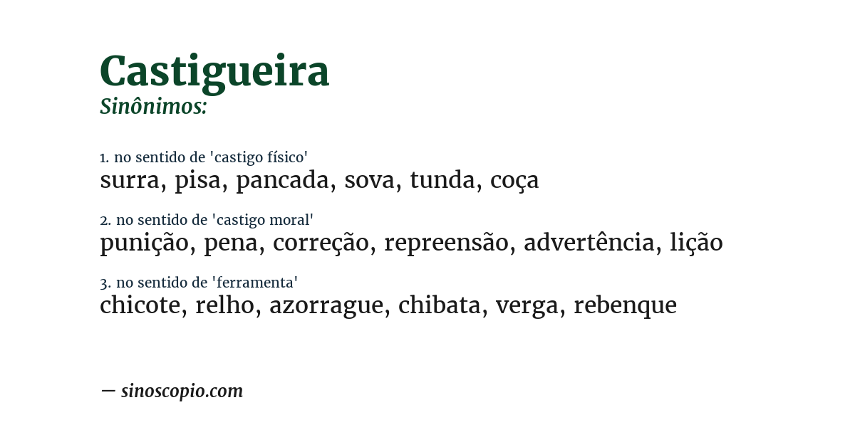 Sinônimo de castigueira