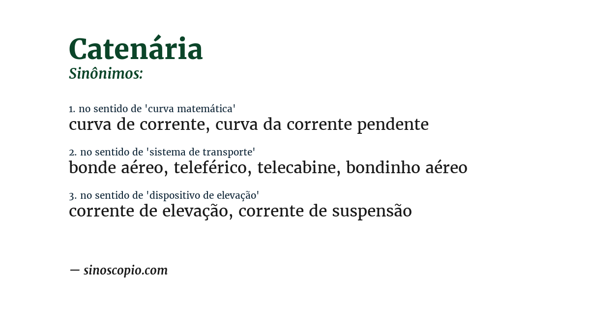 Sinônimo de catenária