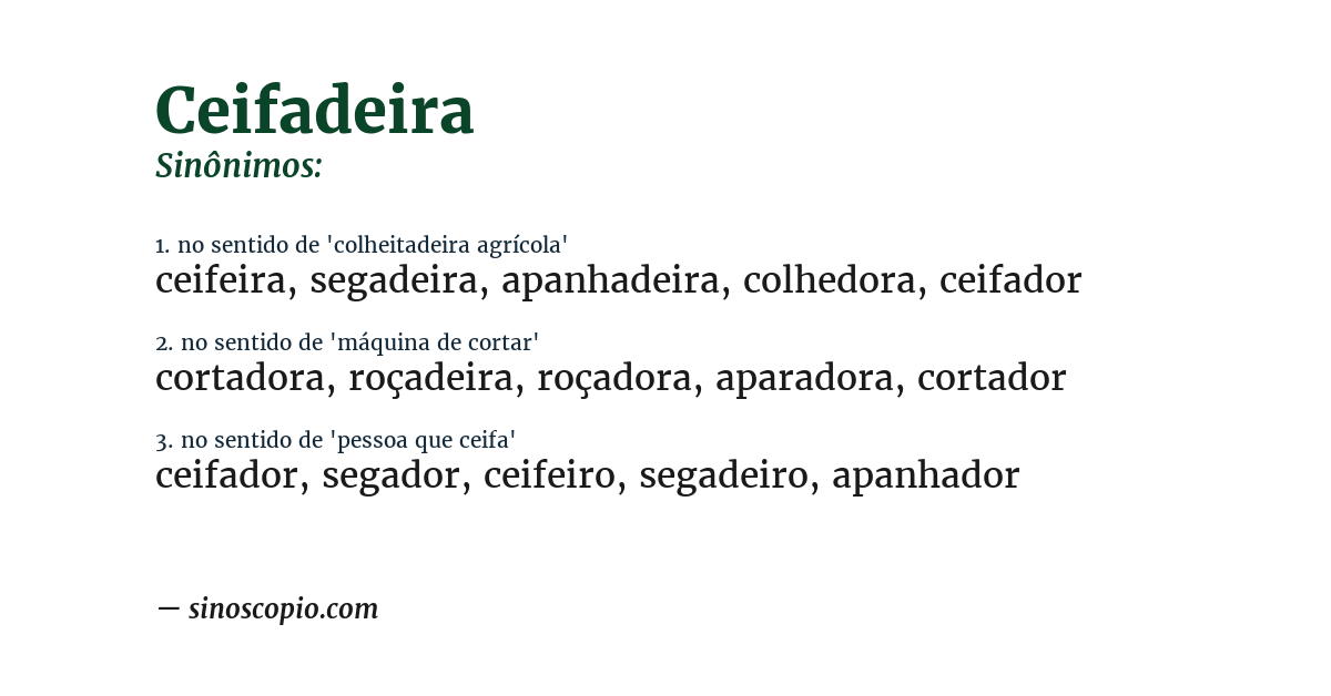 Sinônimo de ceifadeira