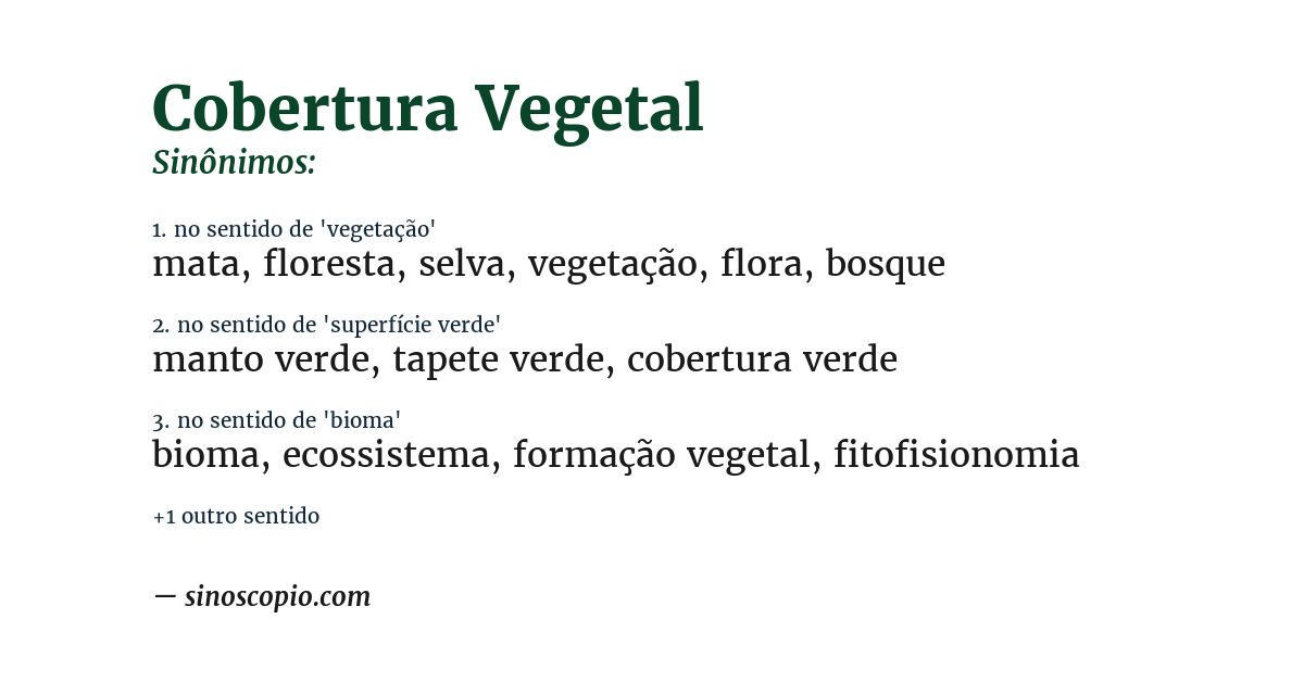 Sinônimo de cobertura vegetal