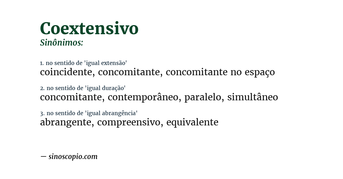 Sinônimo de coextensivo