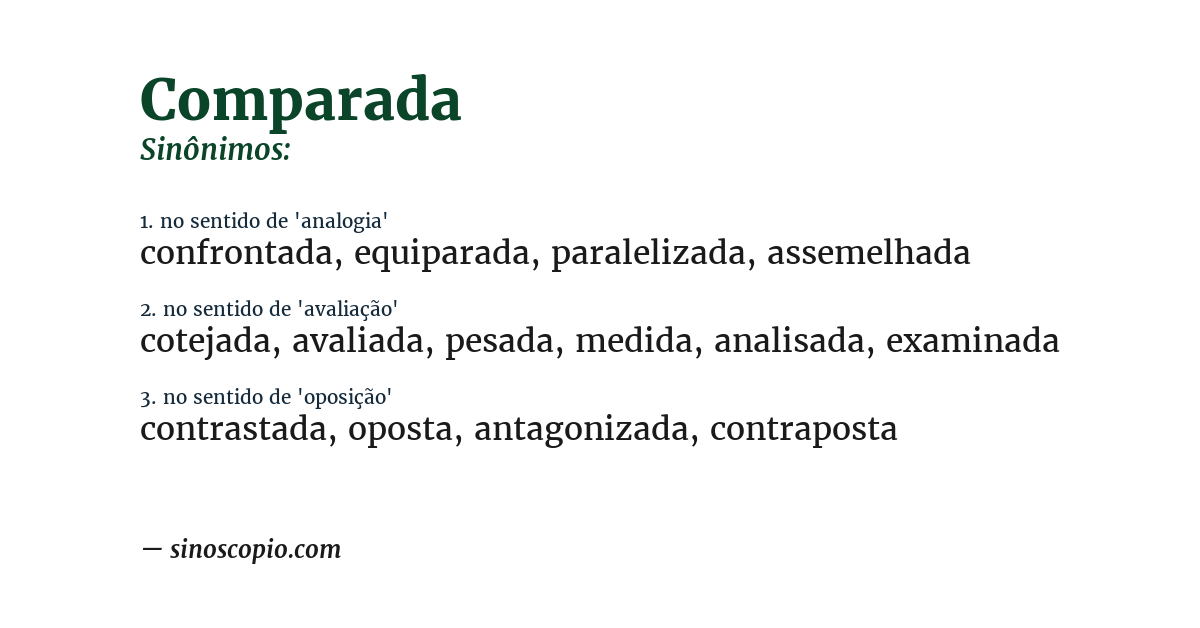 Sinônimo de comparada