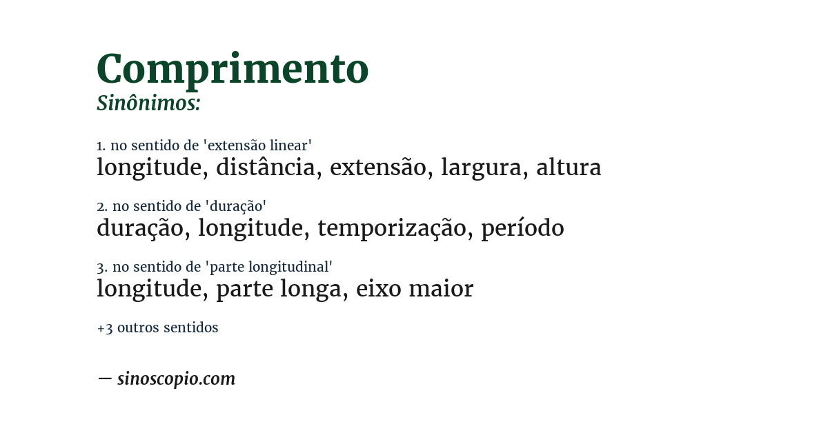 Sinônimo de comprimento
