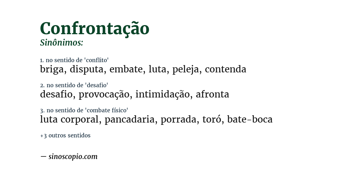 Sinônimo de confrontação