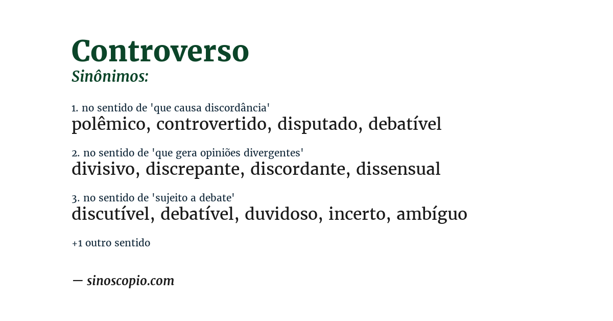 Sinônimo de controverso