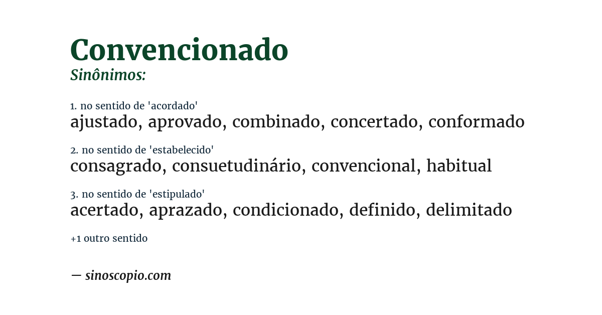 Sinônimo de convencionado