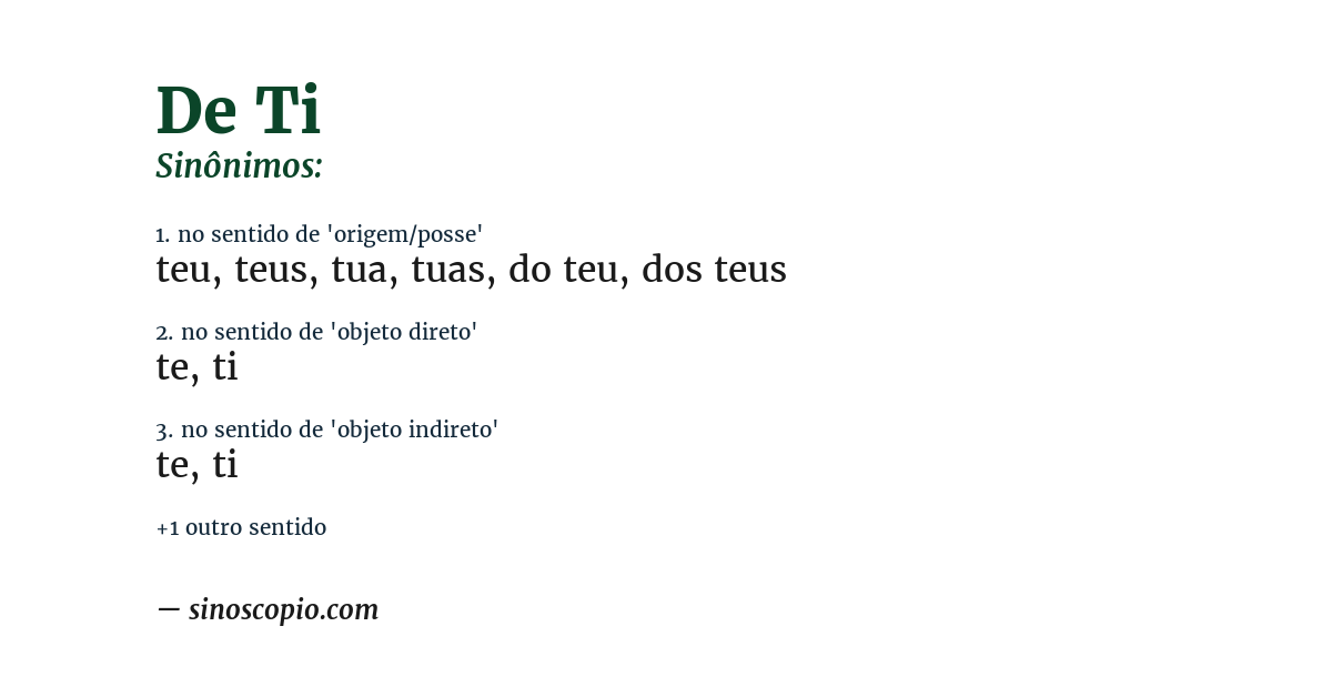 Sinônimo de de ti