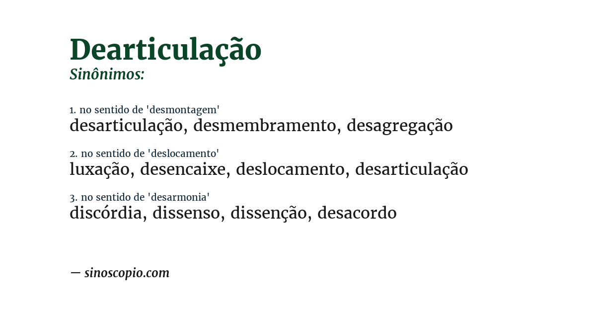 Sinônimo de dearticulação