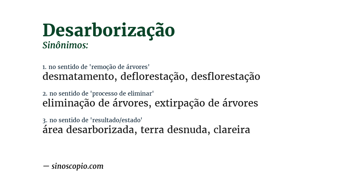 Sinônimo de desarborização