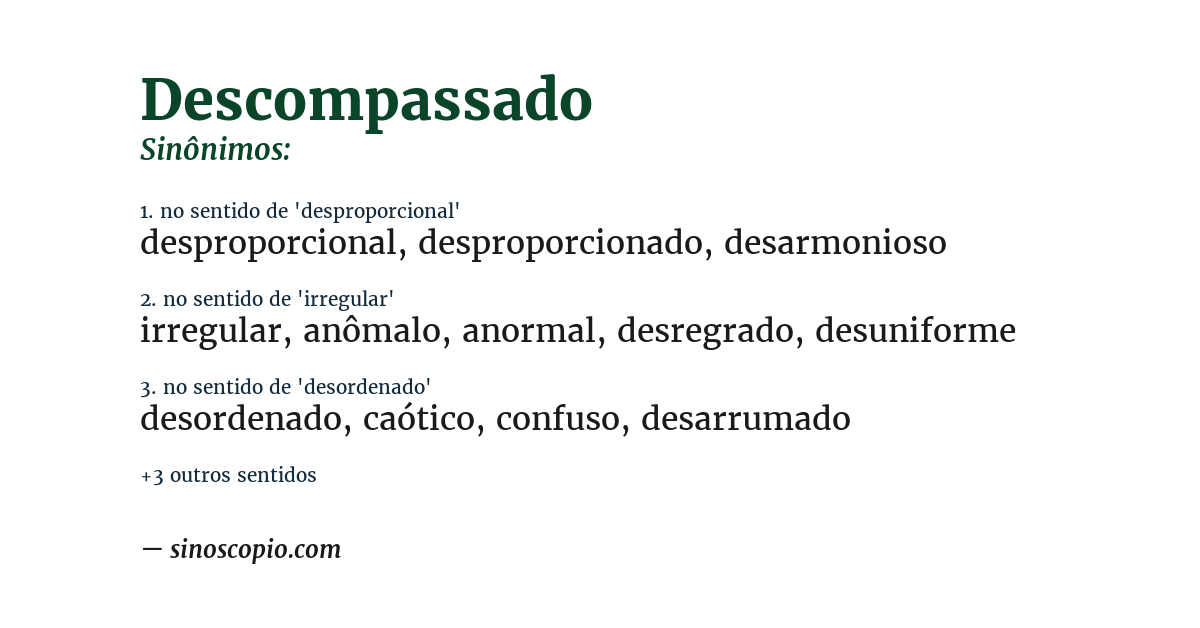 Sinônimo de descompassado