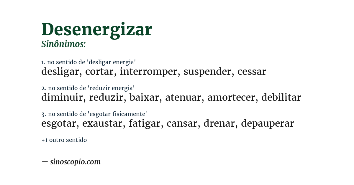 Sinônimo de desenergizar