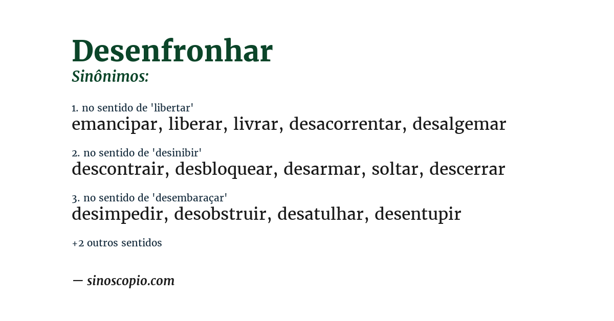 Sinônimo de desenfronhar