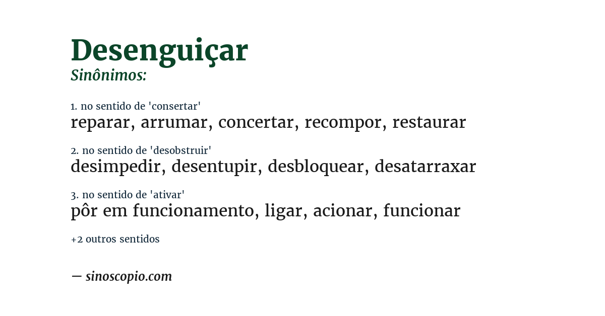 Sinônimo de desenguiçar