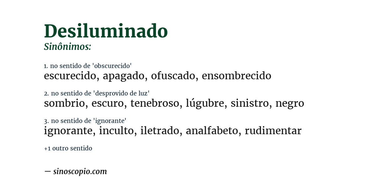 Sinônimo de desiluminado