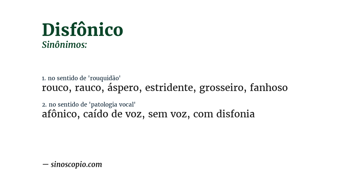 Sinônimo de disfônico