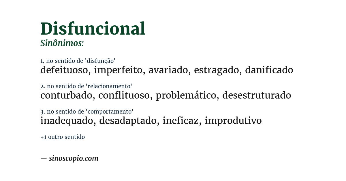 Sinônimo de disfuncional
