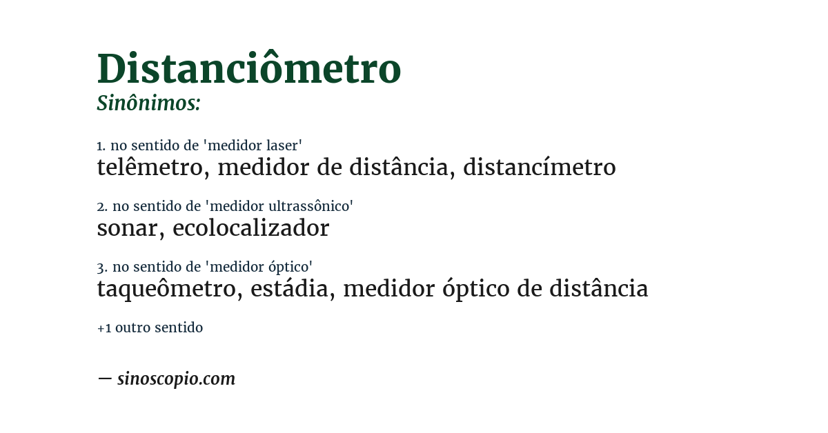 Sinônimo de distanciômetro