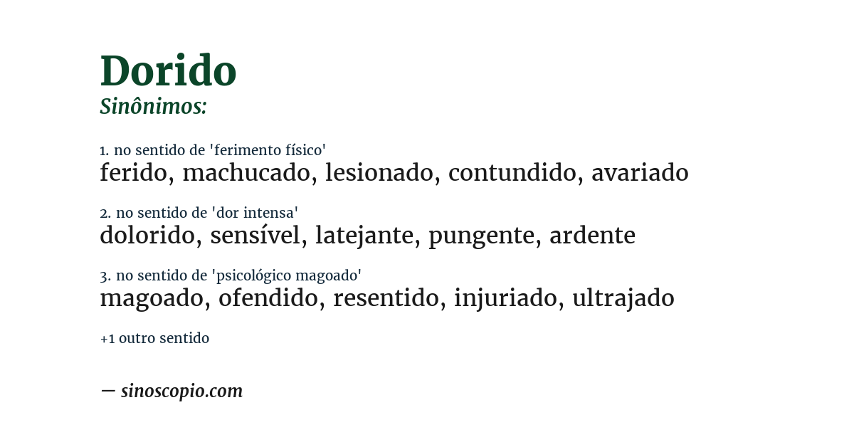 Sinônimo de dorido