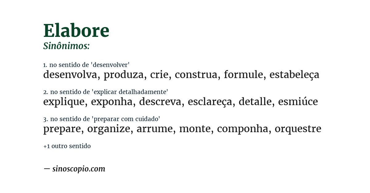 Sinônimo de elabore