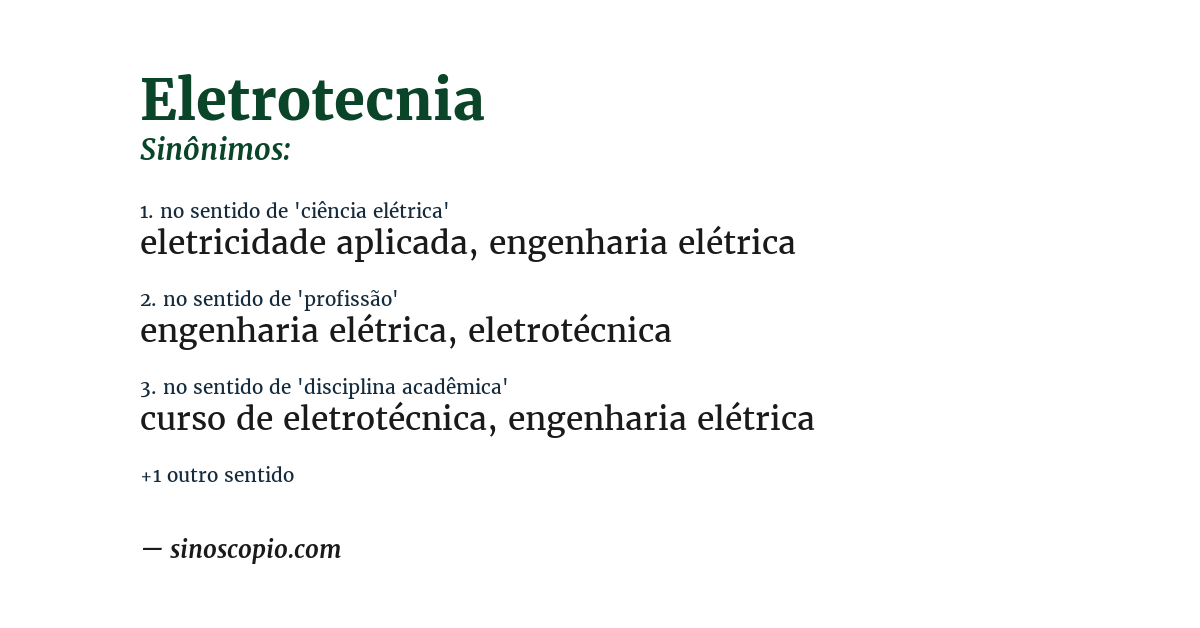 Sinônimo de eletrotecnia