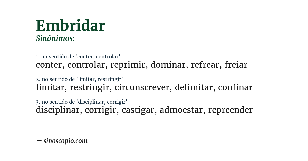 Sinônimo de embridar