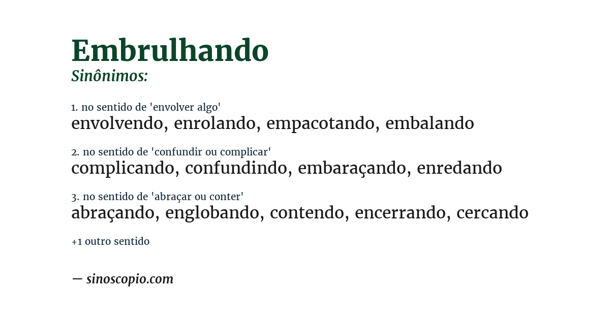 Sinônimo de embrulhando