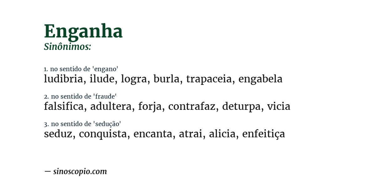 Sinônimo de enganha