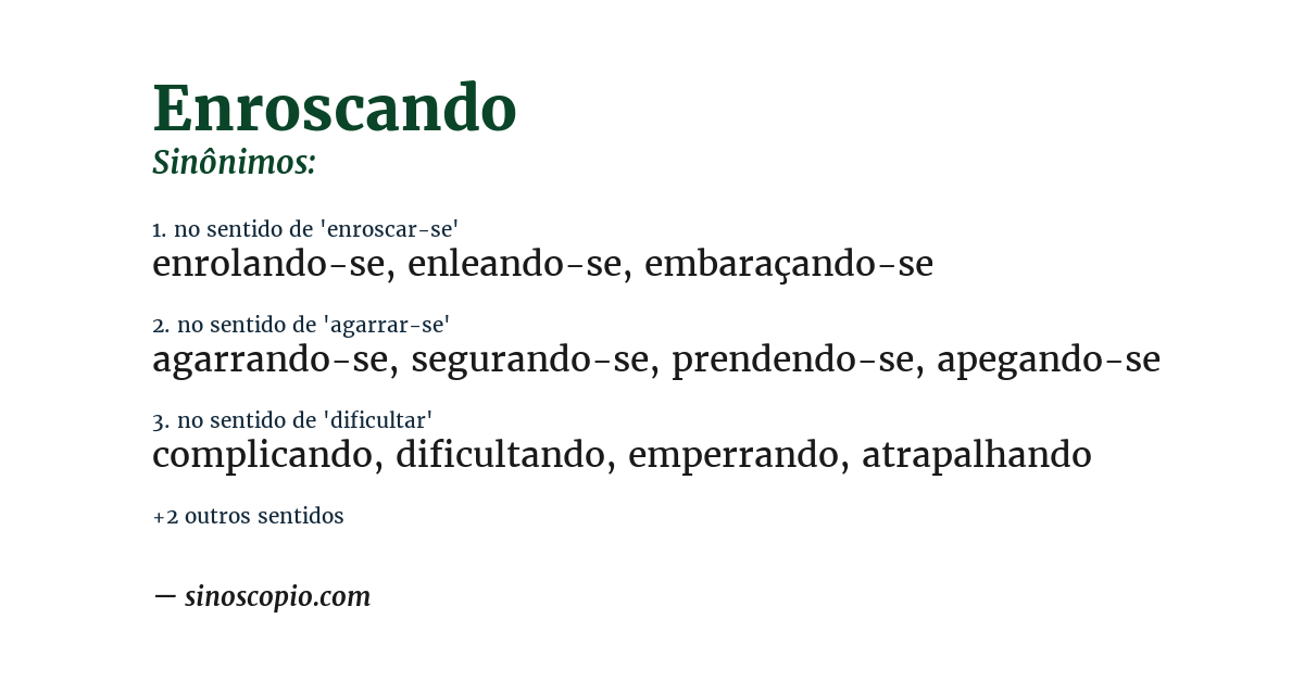 Sinônimo de enroscando