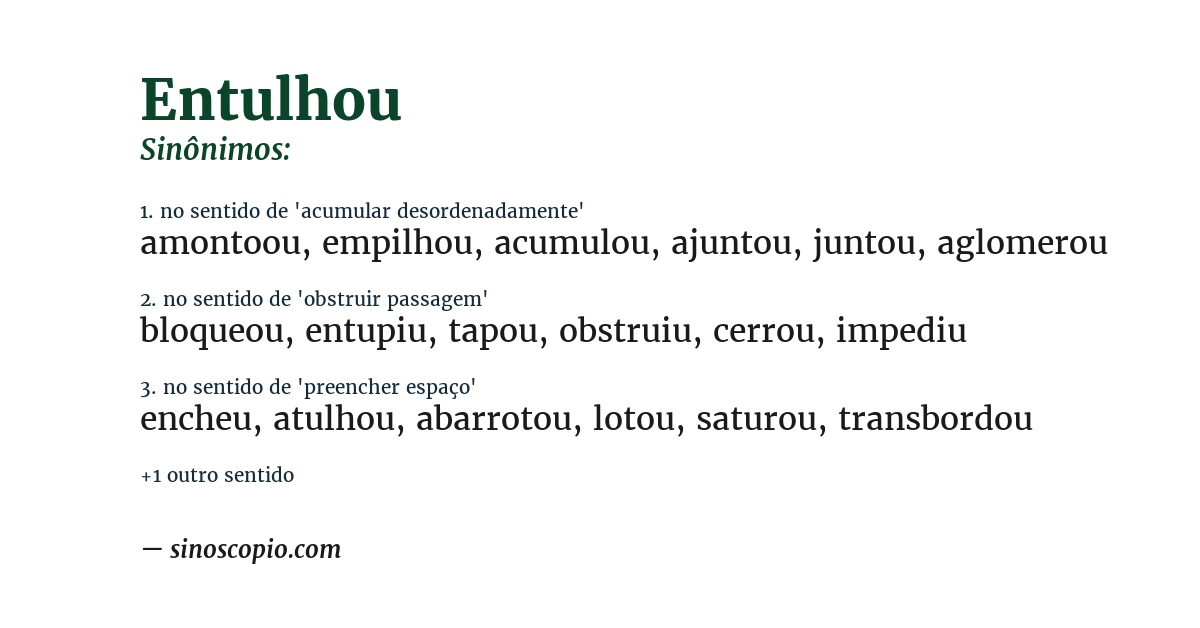 Sinônimo de entulhou