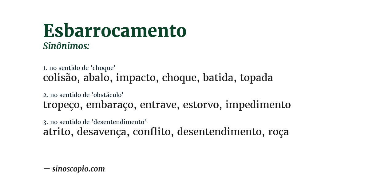 Sinônimo de esbarrocamento